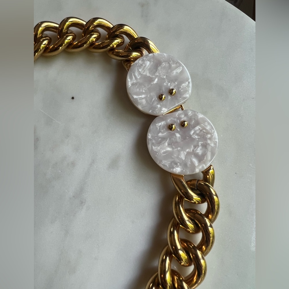 Lele Sadoughi 14K Gold Plated Curb Chain Necklace Collar Choker Cuban Chain EUC - Picture 4 of 16